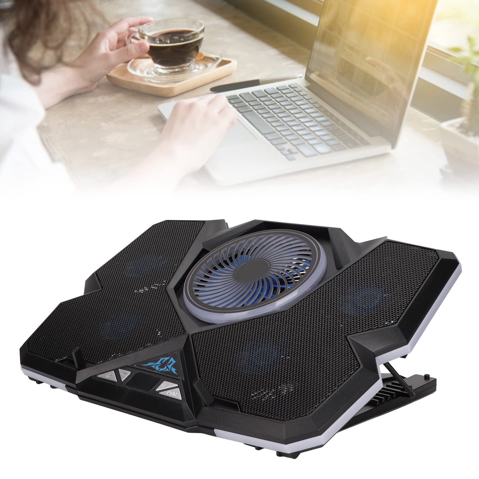 Base di raffreddamento per laptop 12 modalità RGB 7 supporti in altezza Ventola di raffreddamento per laptop da gioco con schermo LED e controllo touch per giochi e lavoro su