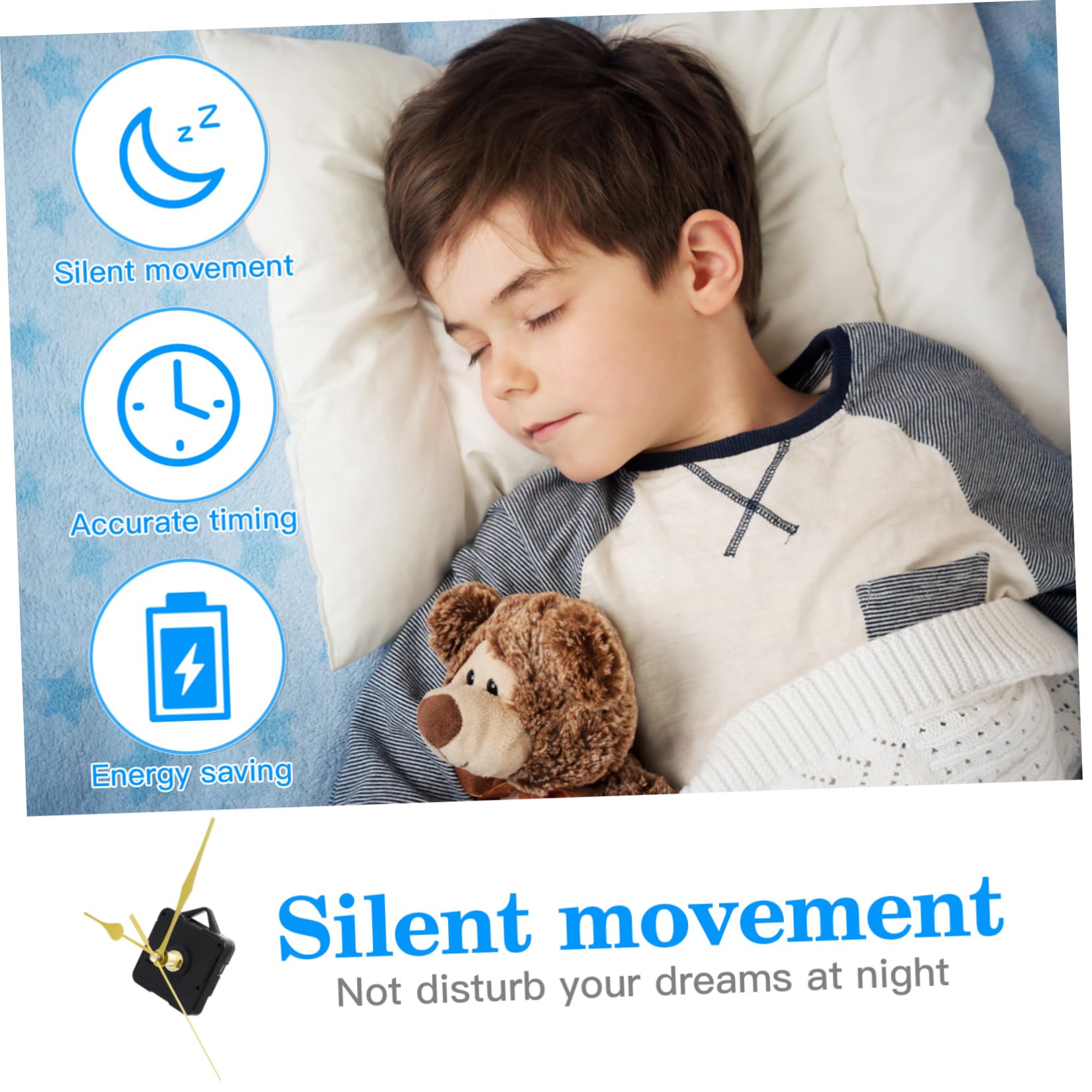 DOITOOL Kit di Sostituzione Movimento dell'orologio al Quarzo Silenzioso Movimento Muto movimenti dell'orologio Parti del meccanismo con 3 Batteria (Oro)