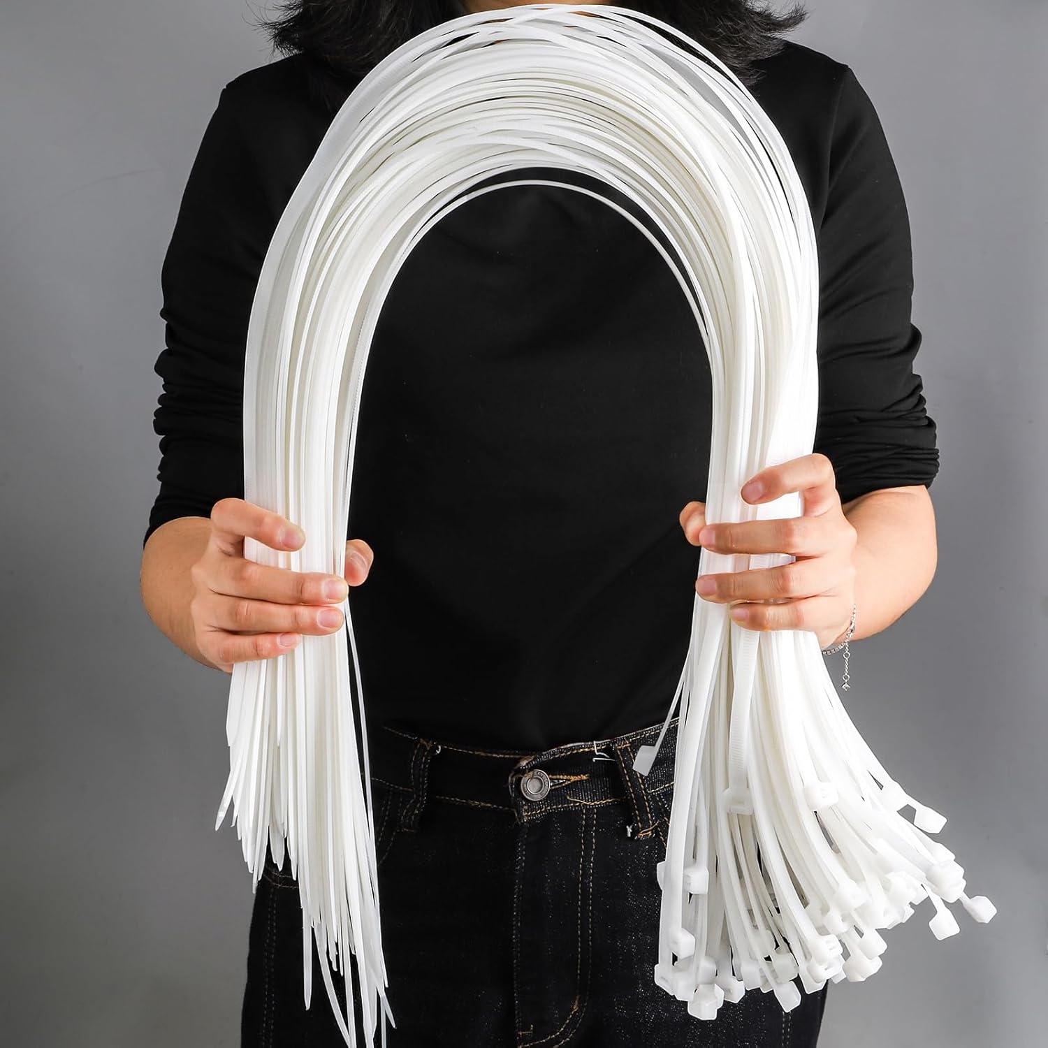 100 Pack 36 inch Extra Long Zip Ties, White Heavy Duty Cable Ties Outdoor, Large Thick Nylon Zipties Wire Ties for HVAC, Industrial, Binding Fences