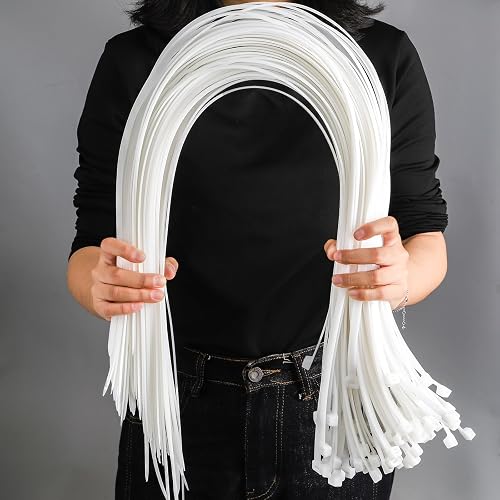 100 Pack 36 inch Extra Long Zip Ties, White Heavy Duty Cable Ties Outdoor, Large Thick Nylon Zipties Wire Ties for HVAC, Industrial, Binding Fences