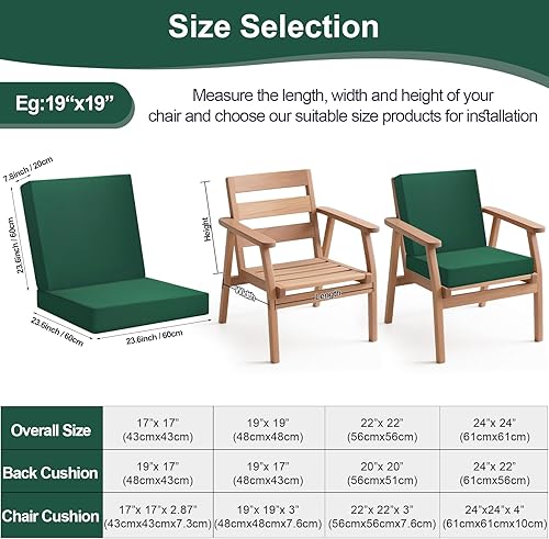 Miniatura 10 de LFNOONE Cojines para sillas de patio al aire libre de 17 x 17 pulgadas, resistentes al agua, cojines para sillas de jardín, coloridos tapetes para