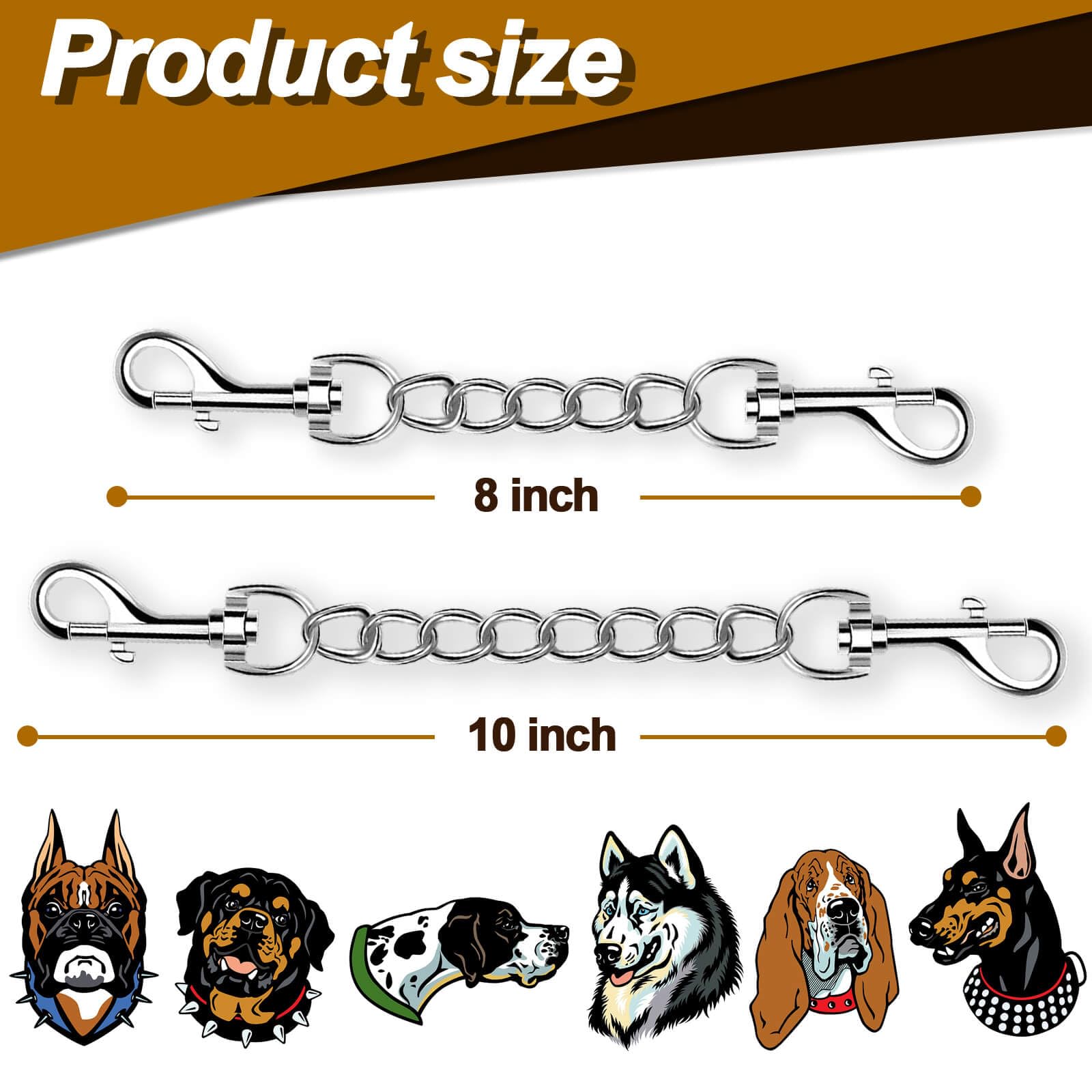 Dog Collar Backup Strap,Harness to Collar Safety Clip, Metal Stainless Steel Chain Leash Safety Strap - Image 4