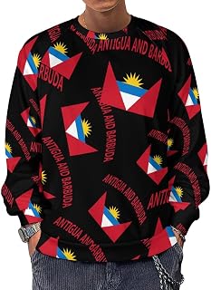 Flag of Antigua And Barbuda Men's Crewneck Sweatshirt Long Sleeve Casual Pullover Sweater T-shirt Lightweight Tops