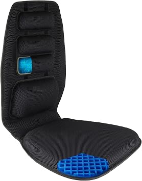 FOMI Gel High Chair Back Support and Seat Cushion | Adjustable Lumbar Pillow Placement for Upper Lower Thoracic, Coccyx, Pressure Sore Pain Relief | for Car, Office Chair, Gaming | Posture Aid