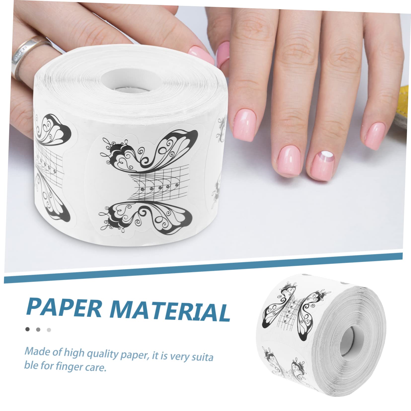 Cartine Unghie Estensione Acrilica Bianche, Carta Autoadesiva Pieghevole | 1 Rotolo 500 Pezzi, per DIY e Punte delle Dita, Guida per Allievi Nail Art
