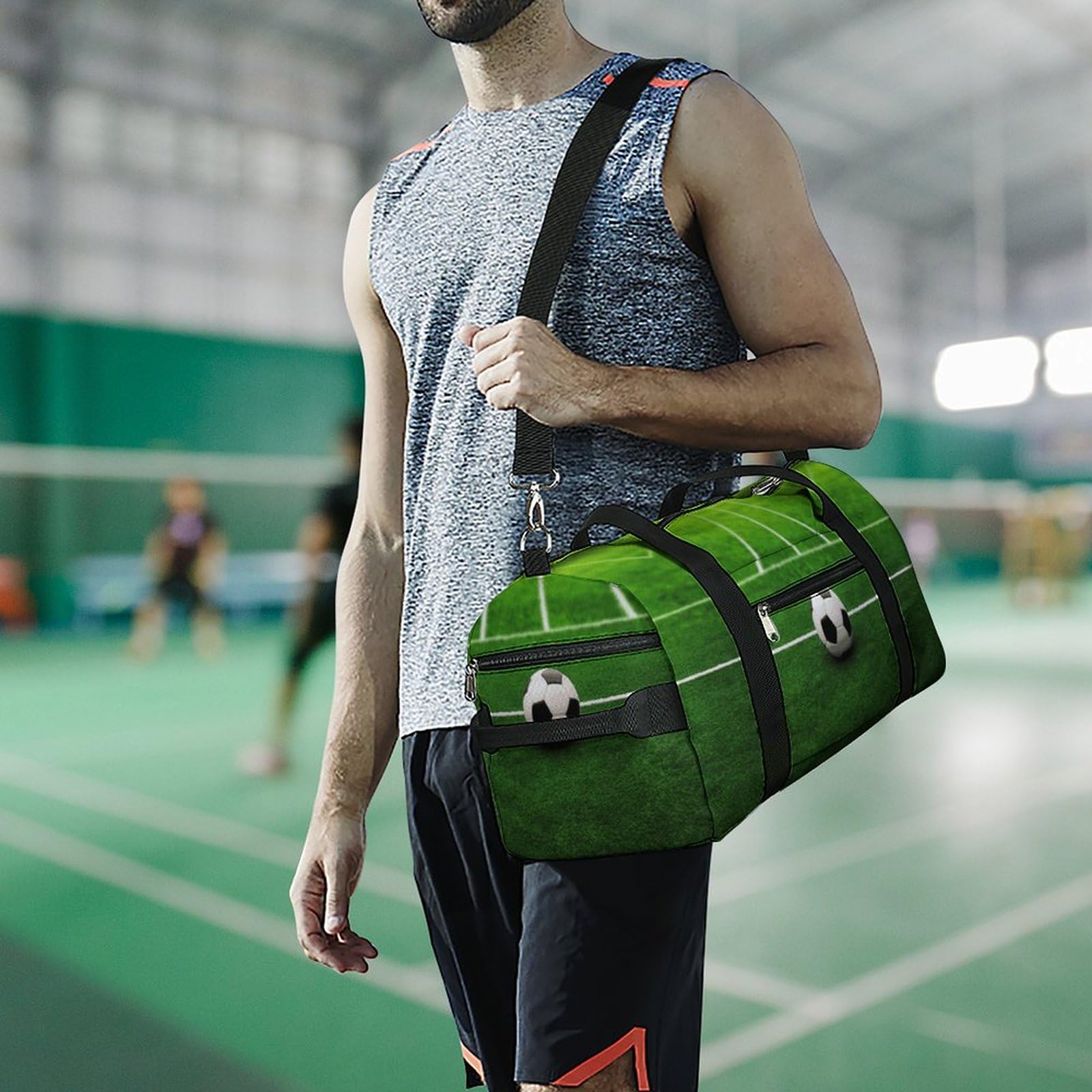Turnbeutel Grünes Grasfeld Fußball Spielplatz Der Ball Turnbeutel für Damen Herren Rucksack Turnbeutel mit Schuhfach Wiederverwendbarer Turnbeutel Mini Turnbeutel Grünes Grasfeld Fußball Spielplatz
