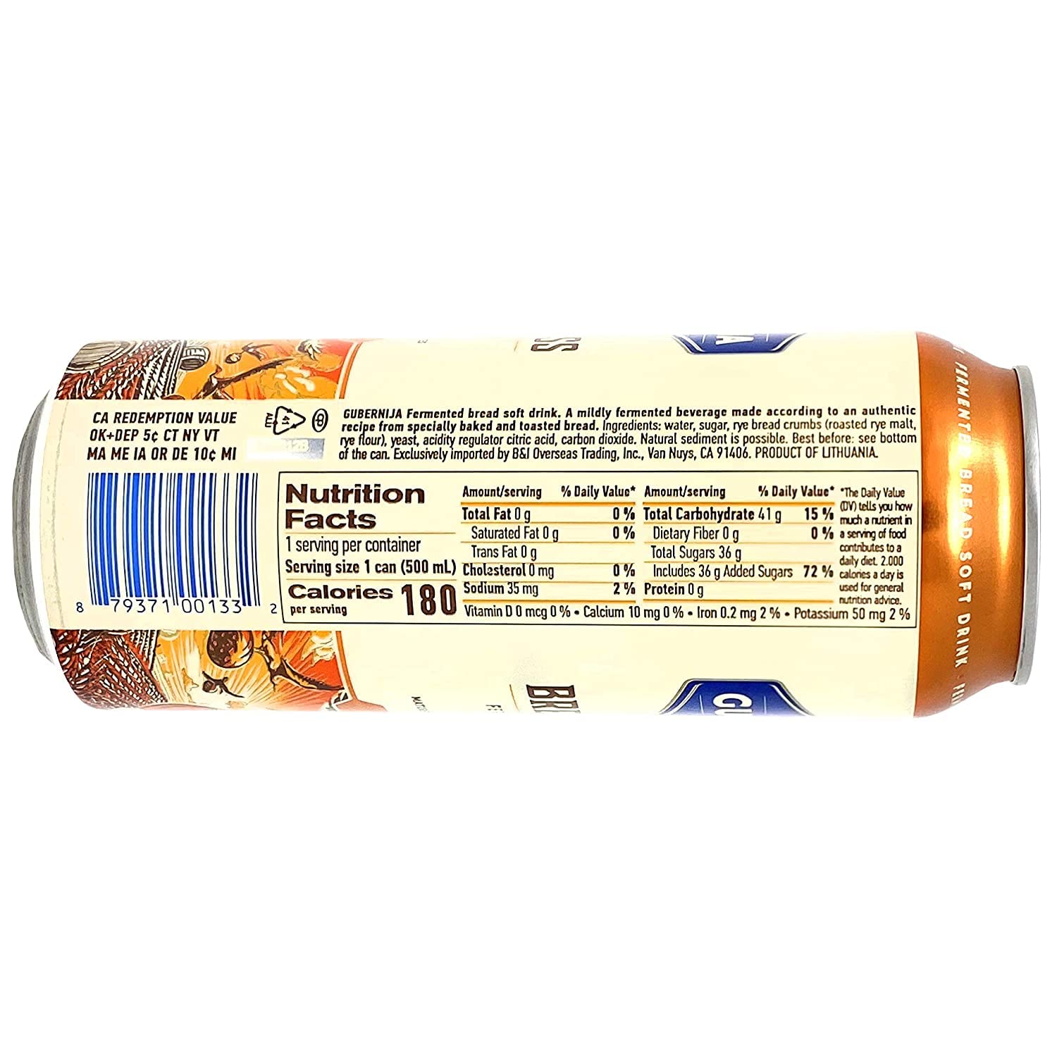 Gubernija Dark Kvass 16.9 fl oz ~ 500 ml (Pack of 24 Cans), 24 Pack, 28.5 pounds, 24.0 Count