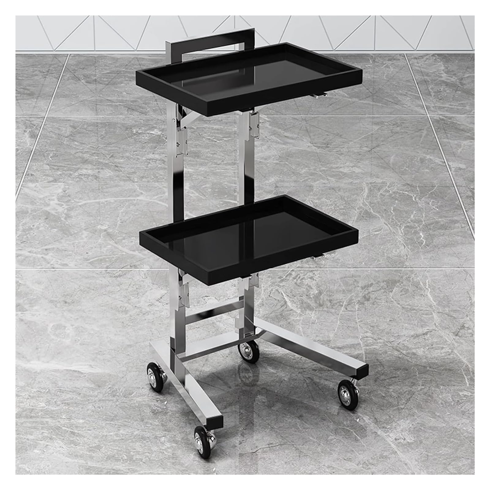 Chariot utilitaire pliable avec roulettes amovibles en inox