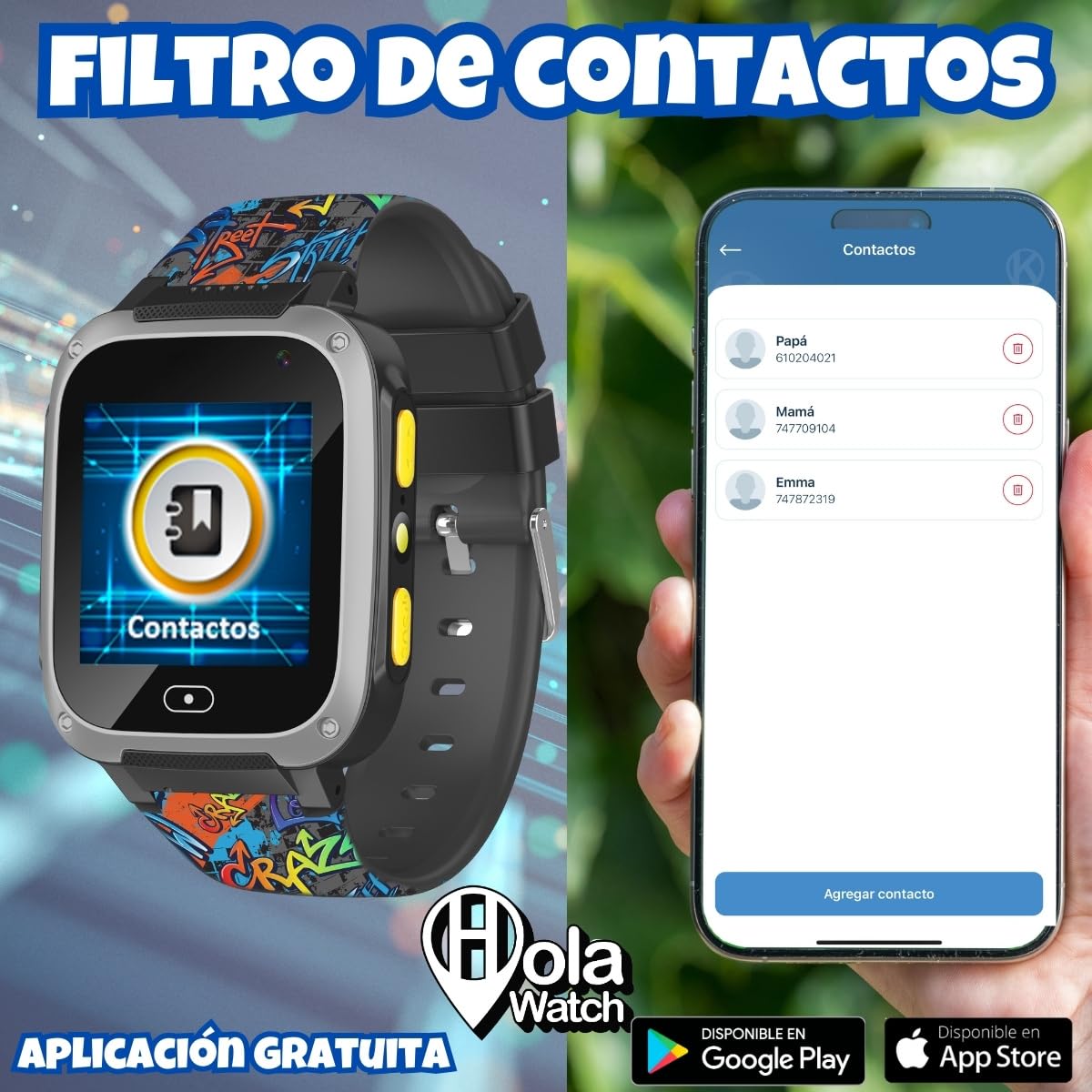 Cefa Toys - Reloj Inteligente Holawatch Urban Black, Entretenimiento para Niños y Seguridad para Padres, Conectividad 2G, Localización LBS, Tarjeta SIM, Pantalla Táctil, Cámara, Juegos y Llamadas