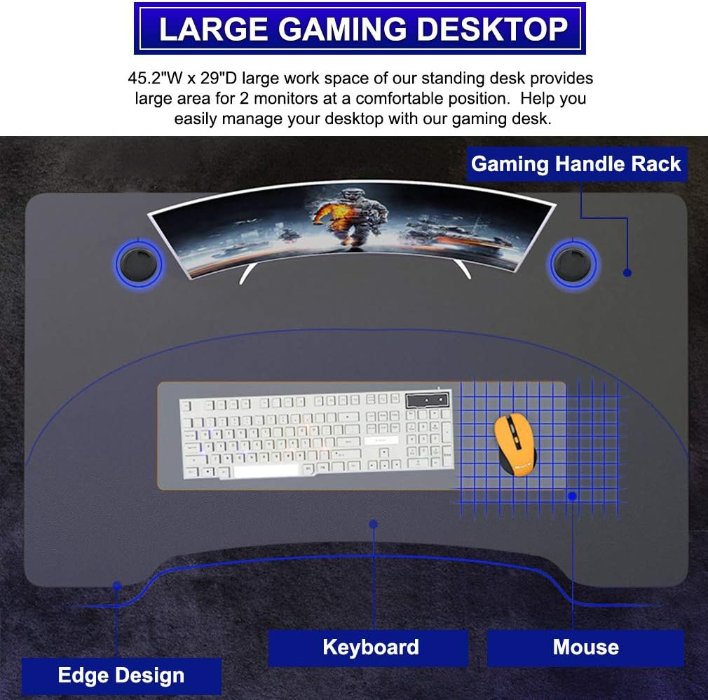 FDW Gaming Desk 45" W x 29" D Home Office Computer Desk Racing Style Study DeskExtra Large Modern Ergonomic PC Carbon Fiber Writing Desk Table with Cup Holder Headphone Hook