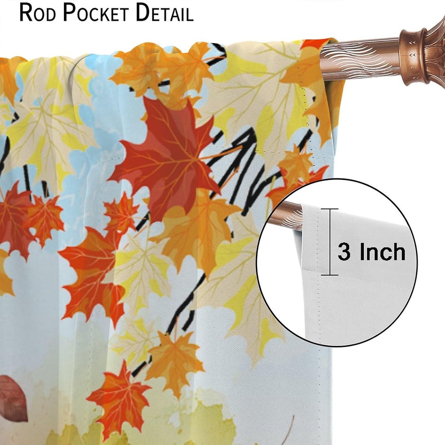 Fall Curtains for Living Room, Autumn Pumpkin Harvest Thanksgiving Farmhouse Window Treatments for Bedroom Living Room Kitchen Window Drapes 2 Panel Set Total Size 55 x 63 Inch