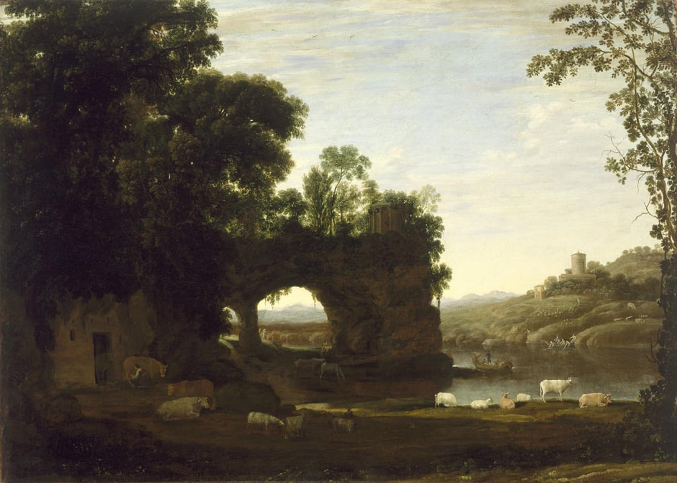 Serendipitp No Frame Abstract Painting Mural Print Picture Wall Decor Painting Landscape With A Rock Arch And River By Claude Lorrain Vintage Wall Artwork For Home Decor 60X90cm