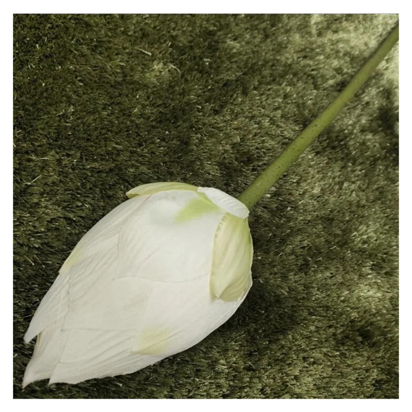 Artificial Lotus Flower, 4PC Artificial Stem Lotus Flower Bud Leaf Fruit(White Bud)