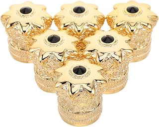 SHINEOFI 6pcs 6pcs Golden Metal Perfume Bottle Caps with Leak-proof Grip | Smooth Satin Finish, Fits Glass Perfume Bottles, Elegant Decorative Replacement Accessories