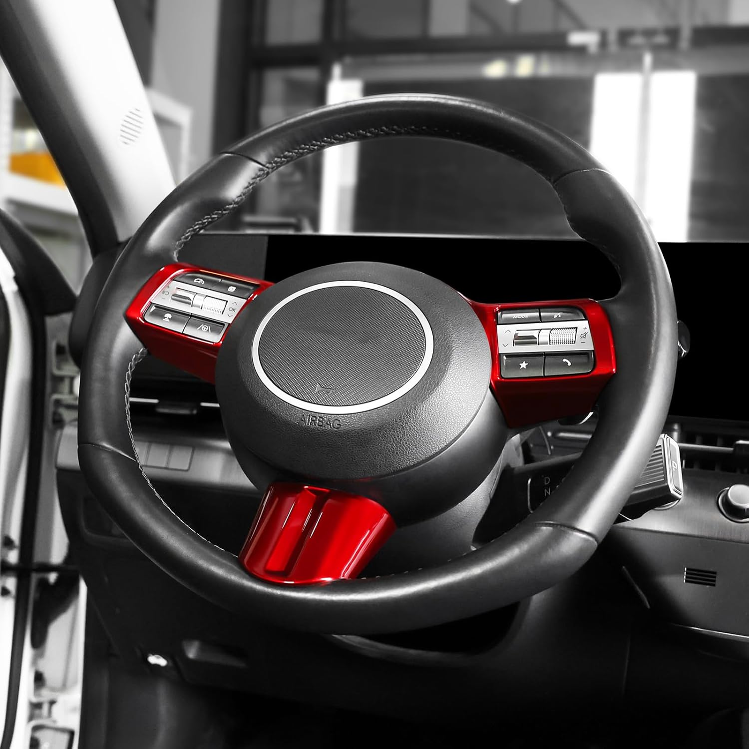Steering Wheel Button Frame Cover Compatible with Hyundai Sonata 2025 Hyundai Kona 2024-2025 Hyundai Tucson 2025 Accessories (Carbon Fiber Pattern) (Not Suitable for N line)