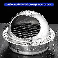 Vista 6 de Stainless Steel Chimney Cowl Cap,Round Wall Vent Outlet Cover,Range Hood Exhaust Pipe Air Outlet,Exterior Wall Windshield Rainproof Ventilating