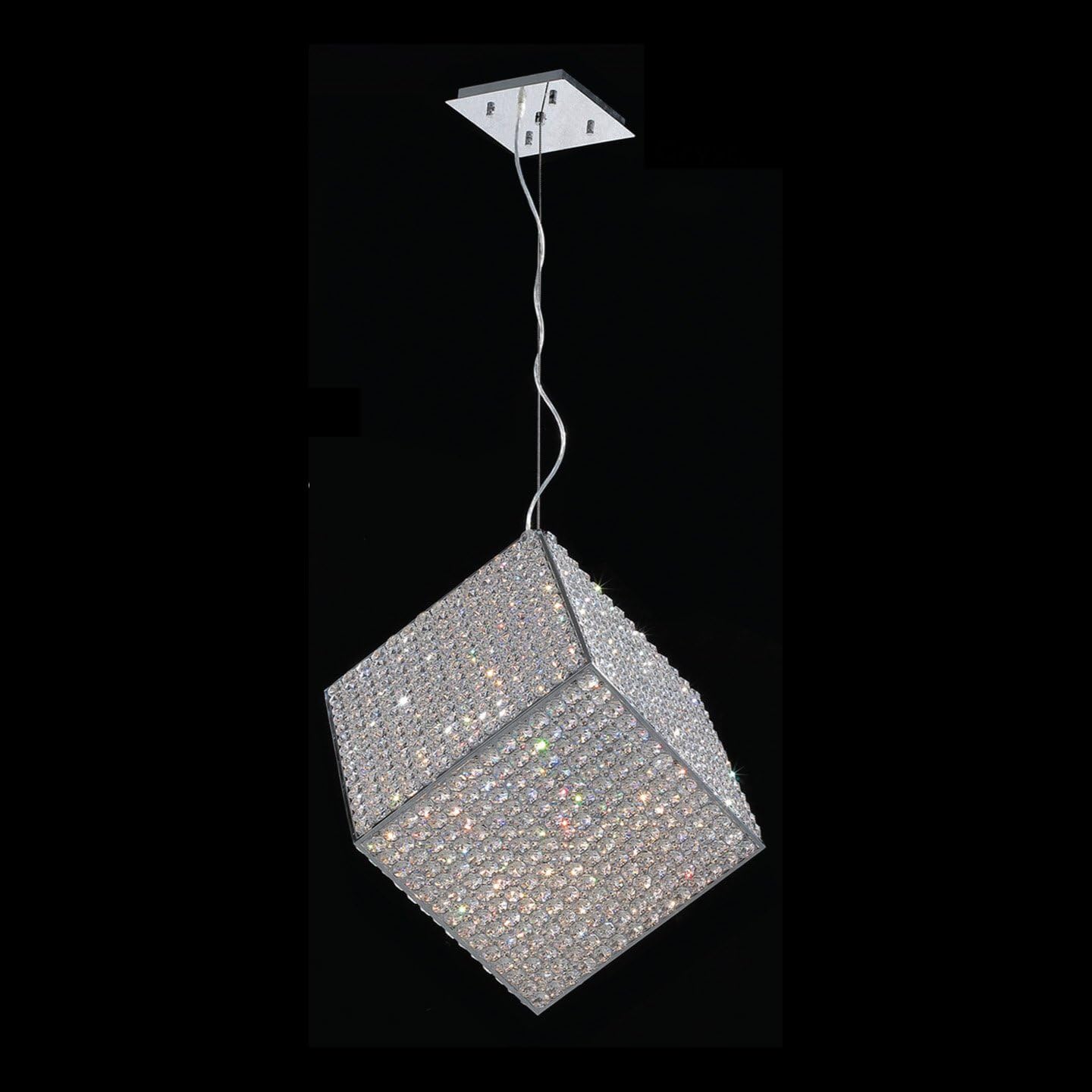 Best Cyber Monday 🔥 Worldwide Lighting W83932C15-G9 Cube Collection 13 Light with Clear Crystal Pendant, Chrome Finish