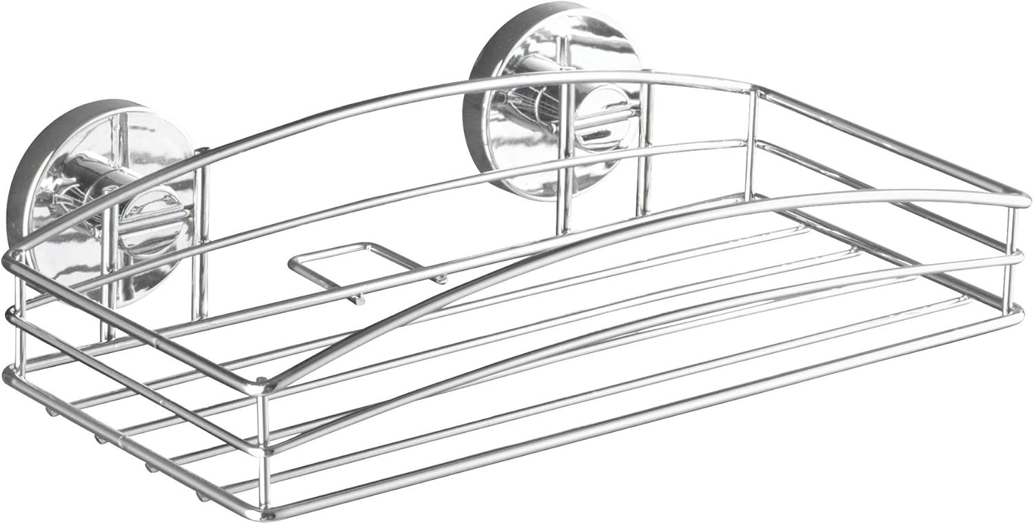 WENKO 20883100 Vacuum-Loc wall shelf - fixing without drilling, Steel, 10.2 x 2.6 x 5.5 inch, Chrome : Home & Kitchen