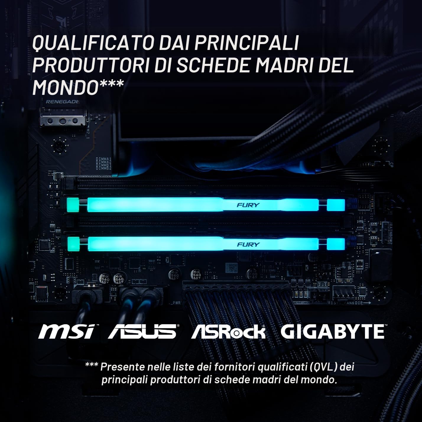 Kingston FURY Beast Nero RGB 64GB (2x32GB) 6400MT/s DDR5 CL32 DIMM Memoria Gaming per Computer Fissi Kit da 2 AMD EXPO/ Intel XMP - KF564C32BBEAK2-64