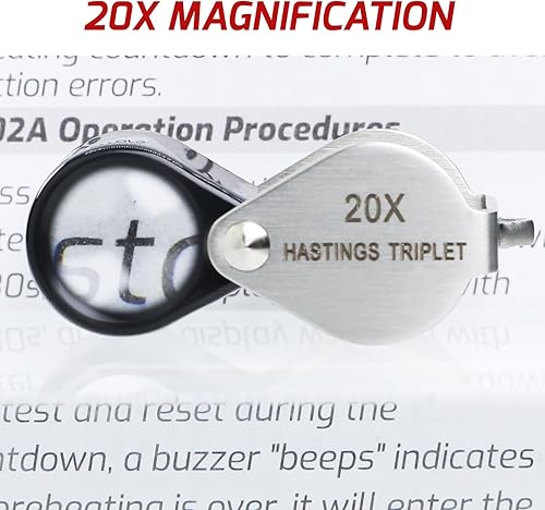 Miniatura 4 de Jewelers - Lupa plegable de 20 unidades, diseño mini de 20 aumentos, lente de cristal óptico, triplete, de acero inoxidable, tamaño de bolsillo,