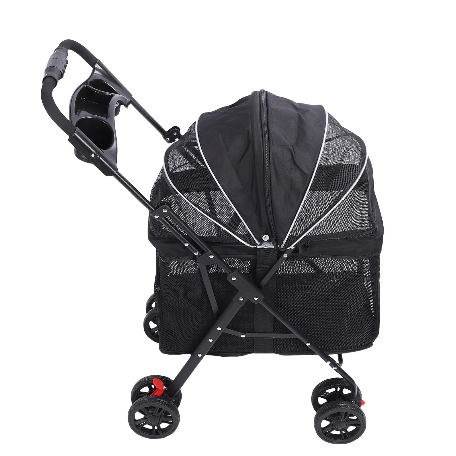 Alomejor Cochecito Plegable para Mascotas, Carrito para Perros y Gatos con Paraguas y Portavasos, Cochecito Click Click para Perros, Transportadores para Mascotas (#11)