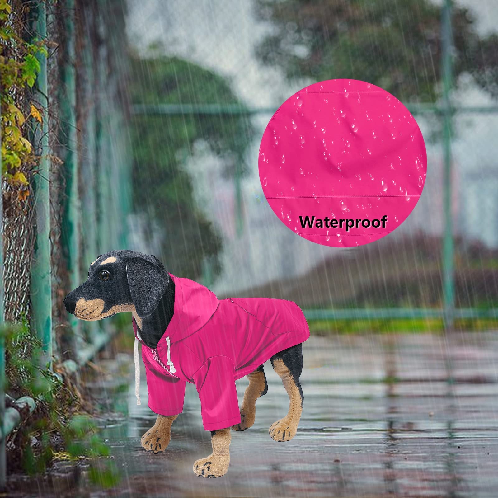 CJCSM Impermeabile per Cani con Cappuccio, Impermeabile/Pioggia, Coulisse Regolabile, Design Tascabile, Elegante Impermeabile per Cani di Alta qualità (Pink Medium(Bust: 62CM))