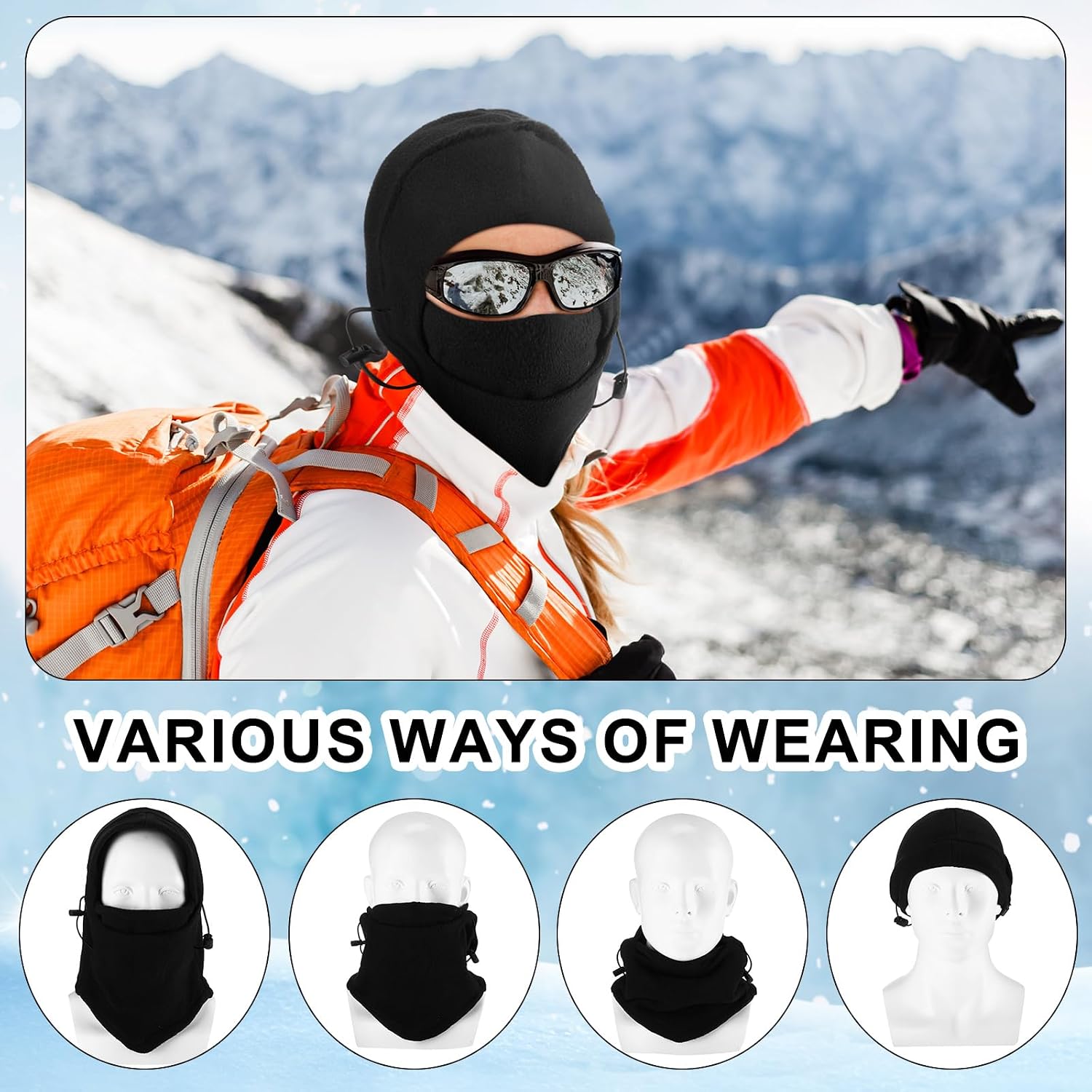 Frienda 8 Pcs Balaclava Ski Mask Men Windproof Warmer Face Covers Adjustable Winter Mask for Men Women