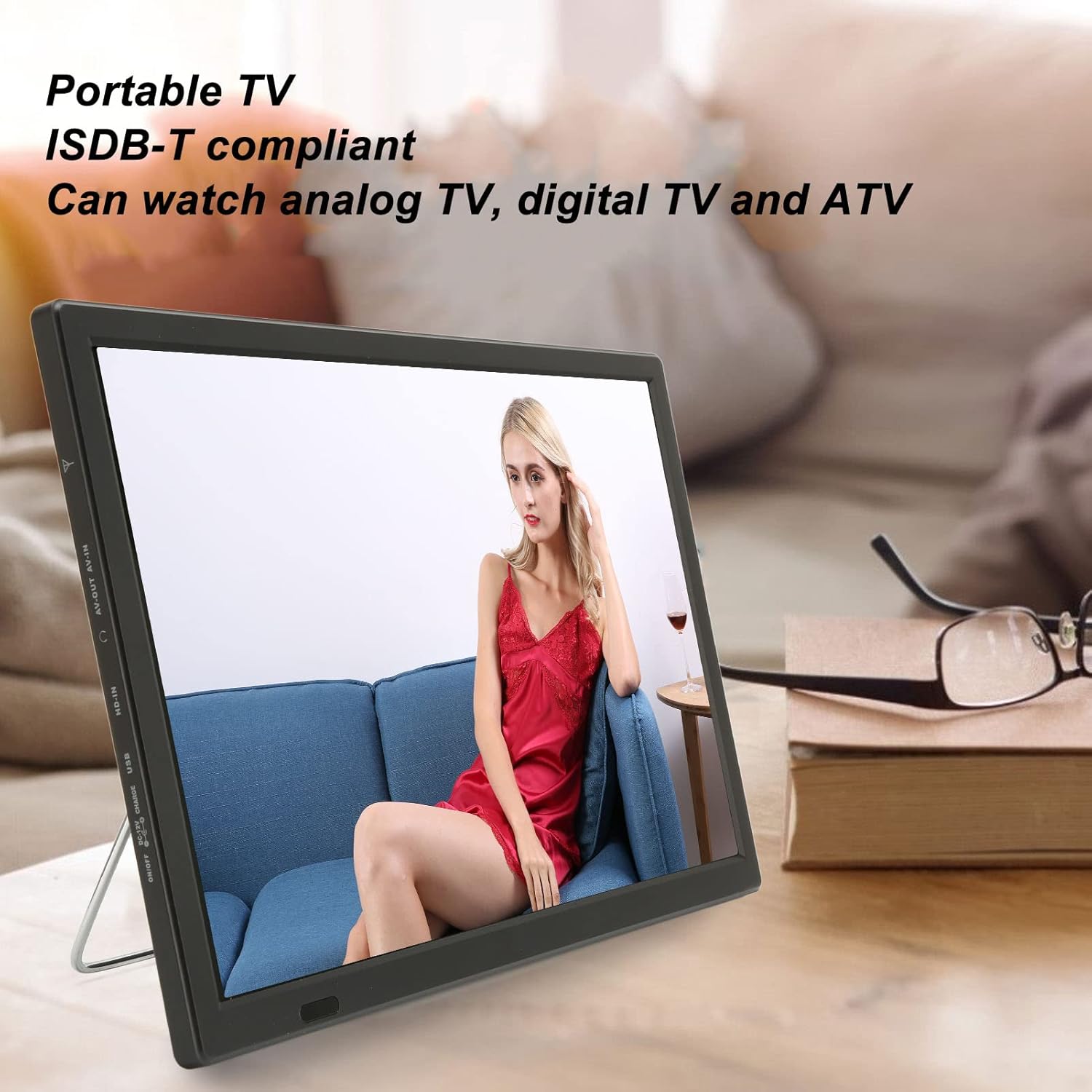 15.4in Portable TV with ISDB T, 1800mAh Battery, HDTV Tuner, FM Radio, USB Playback, AV Input, MKV, MP4, 1080p