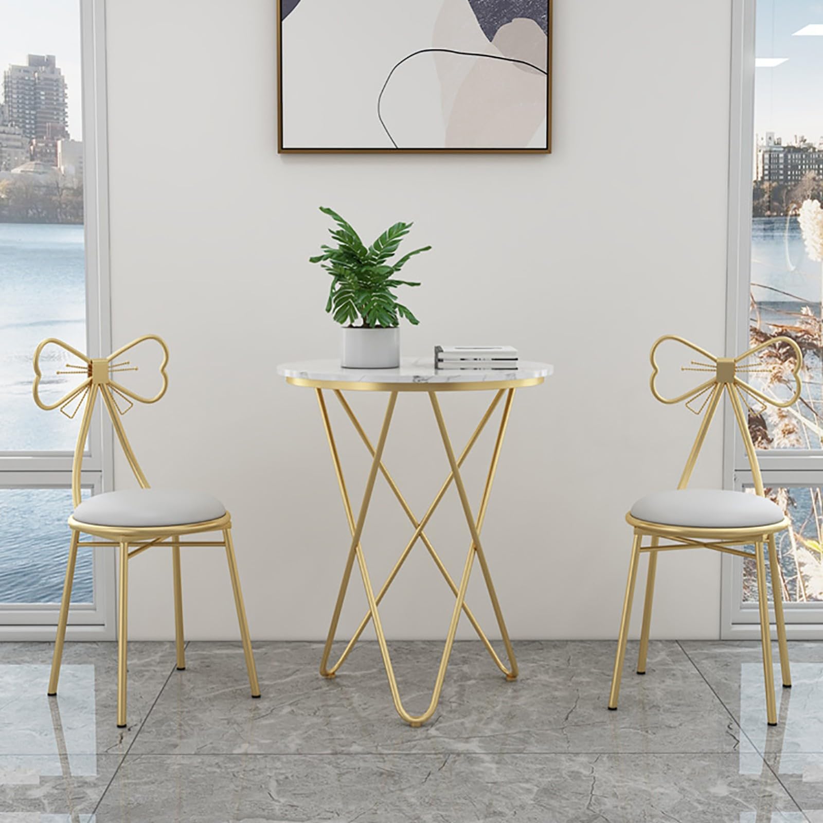 Silla de tocador moderna con patas doradas, taburete multifuncional para sala de maquillaje, dormitorio o como mesa lateral/auxiliar (tronco, abigarrado-B)