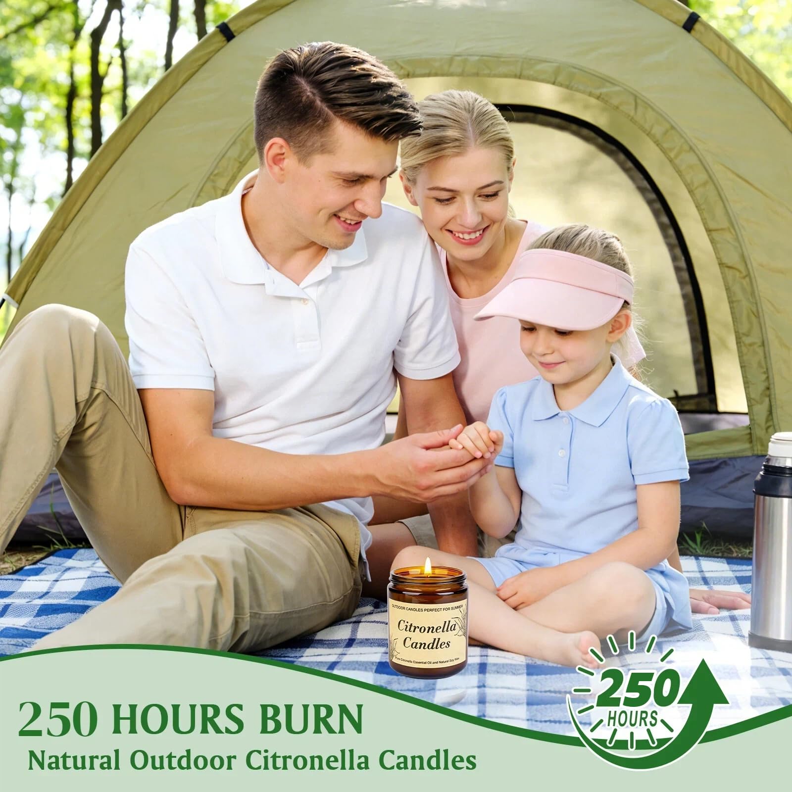 Candele Citronella per Esterni Set 2 Pezzi 250 Ore Cera di Soia Naturale