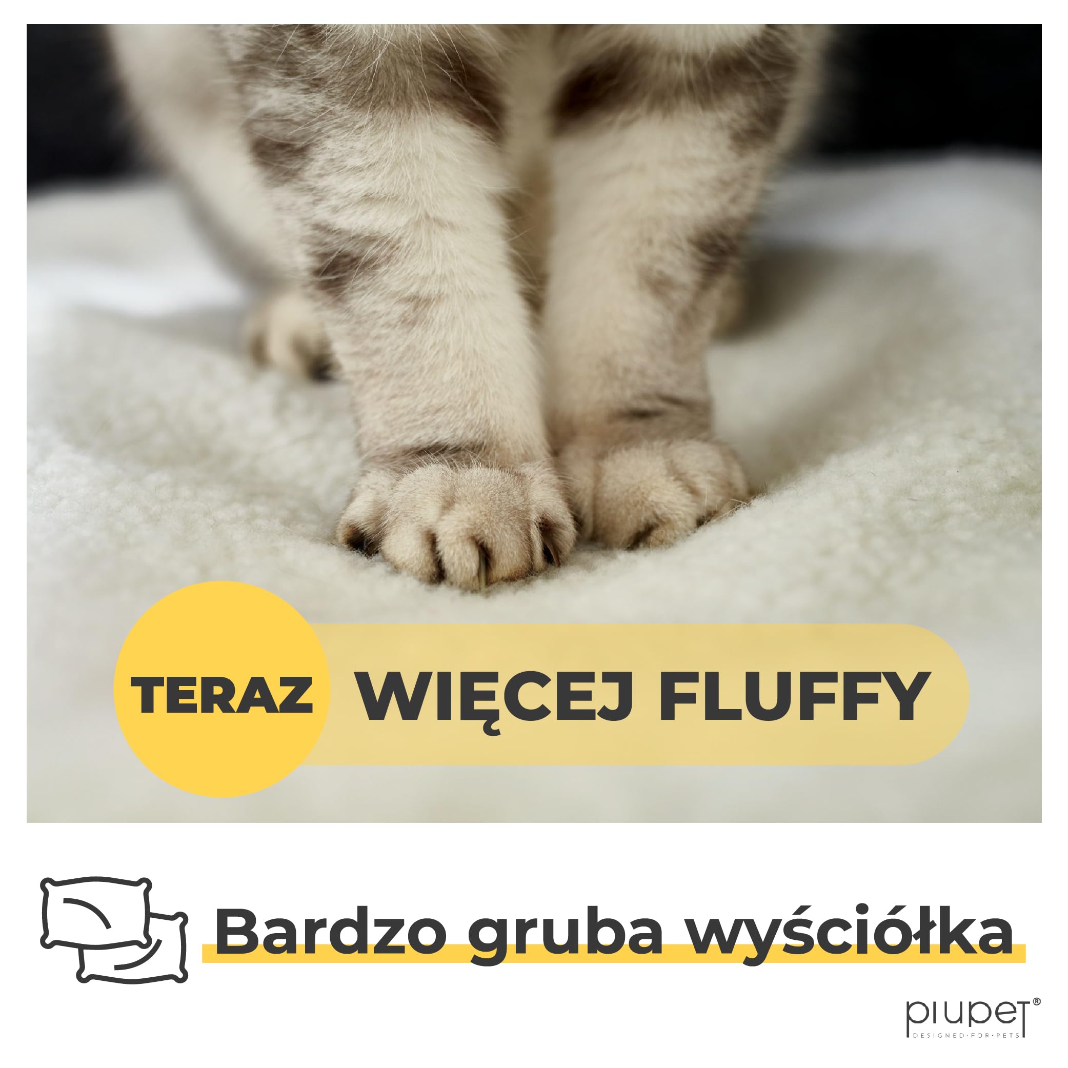 PiuPet® Samonagrzewający się Koc dla Kota 60x45cm | Mata Bez Prądu | Antystresowy Koc dla Kotów Domowych | Biały