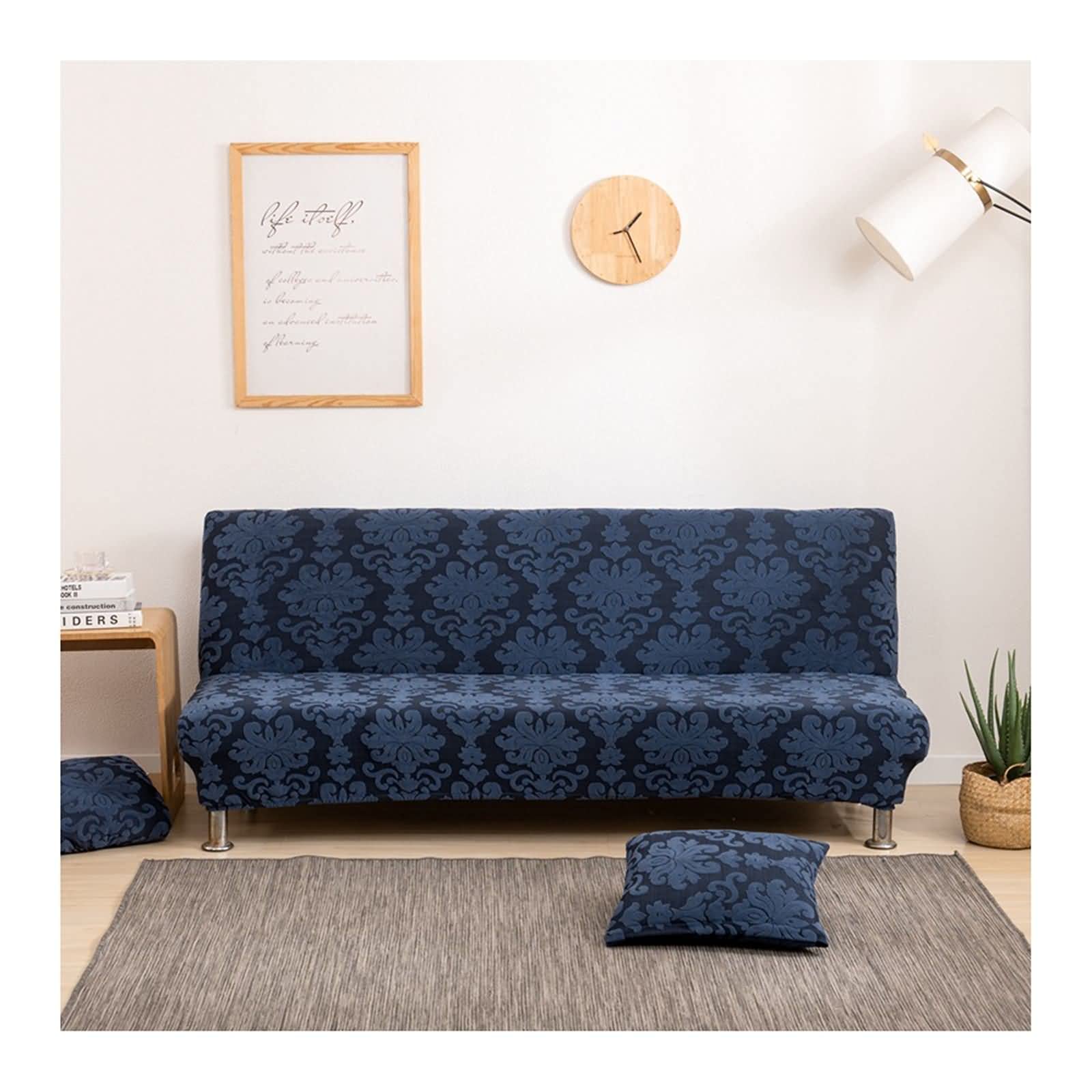 Daesar Fundas para Sofás Elasticas,Fundas para de Sofás de 1 Plaza,Patrón de Flores Jacquard Fundas Protectoras Sofa Gris Azul,1 Plaza(120-155CM)