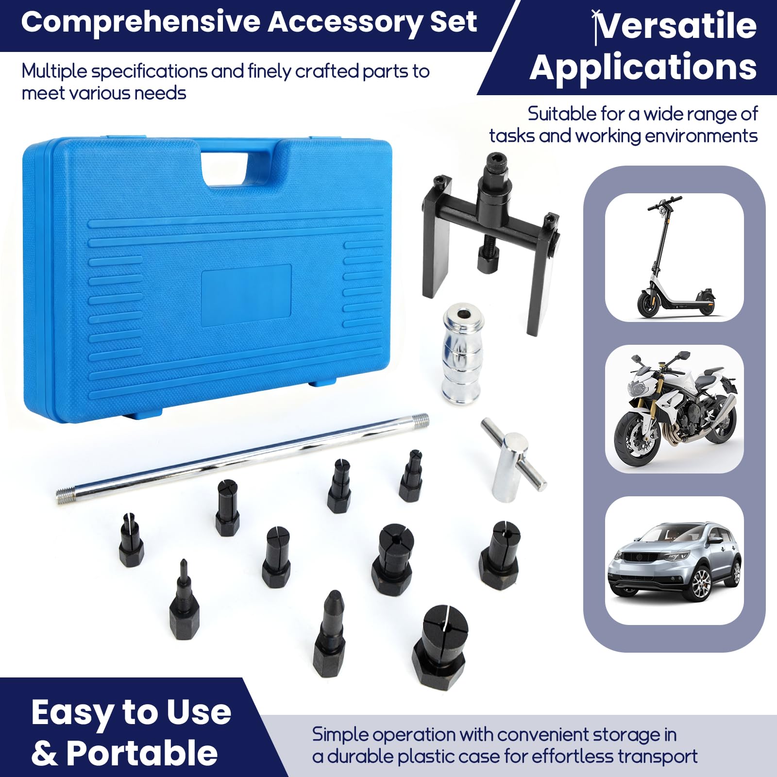 Upgrade Estrattore Cuscinetti Interni, Set Estrattore Interno con Martello a Slitta & Estrattore a Due Bracci, Martello a Slitta con 8 Mandrini Espansibili 8–32 mm, Estrattore Cuscinetti & Cuscinetto