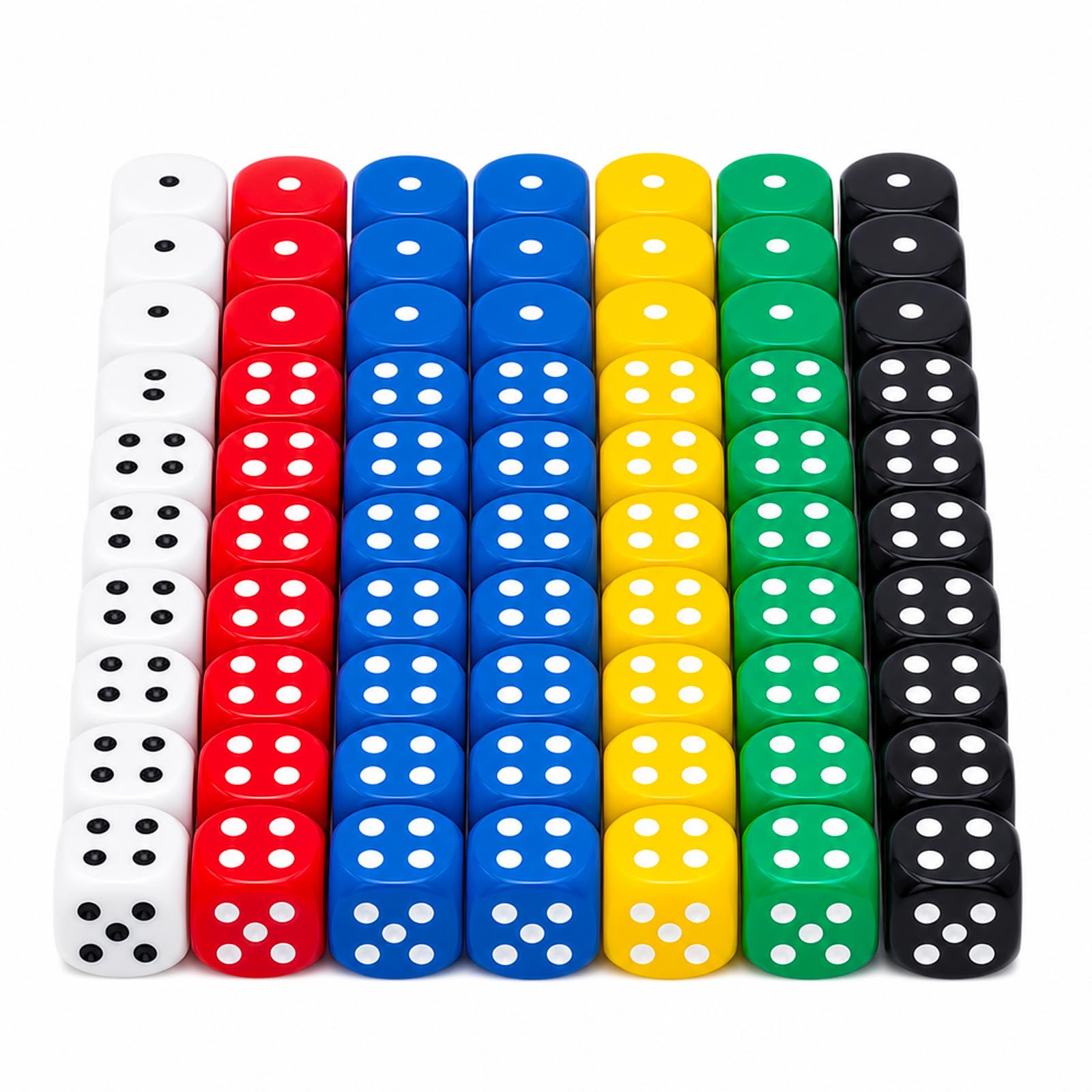 60 Pcs 14mm Dice Set, D6 Dice for Tabletop Games and Casino Style Entertainment,Six-Sided Dice, Ideal for Multiplayer Sessions,Black White Red Green Blue Yellow