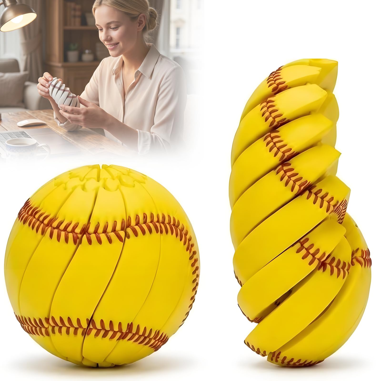 3D Printed Sensory Twist Toy,Football Fidget Toy,Stress Relief (Softball)
