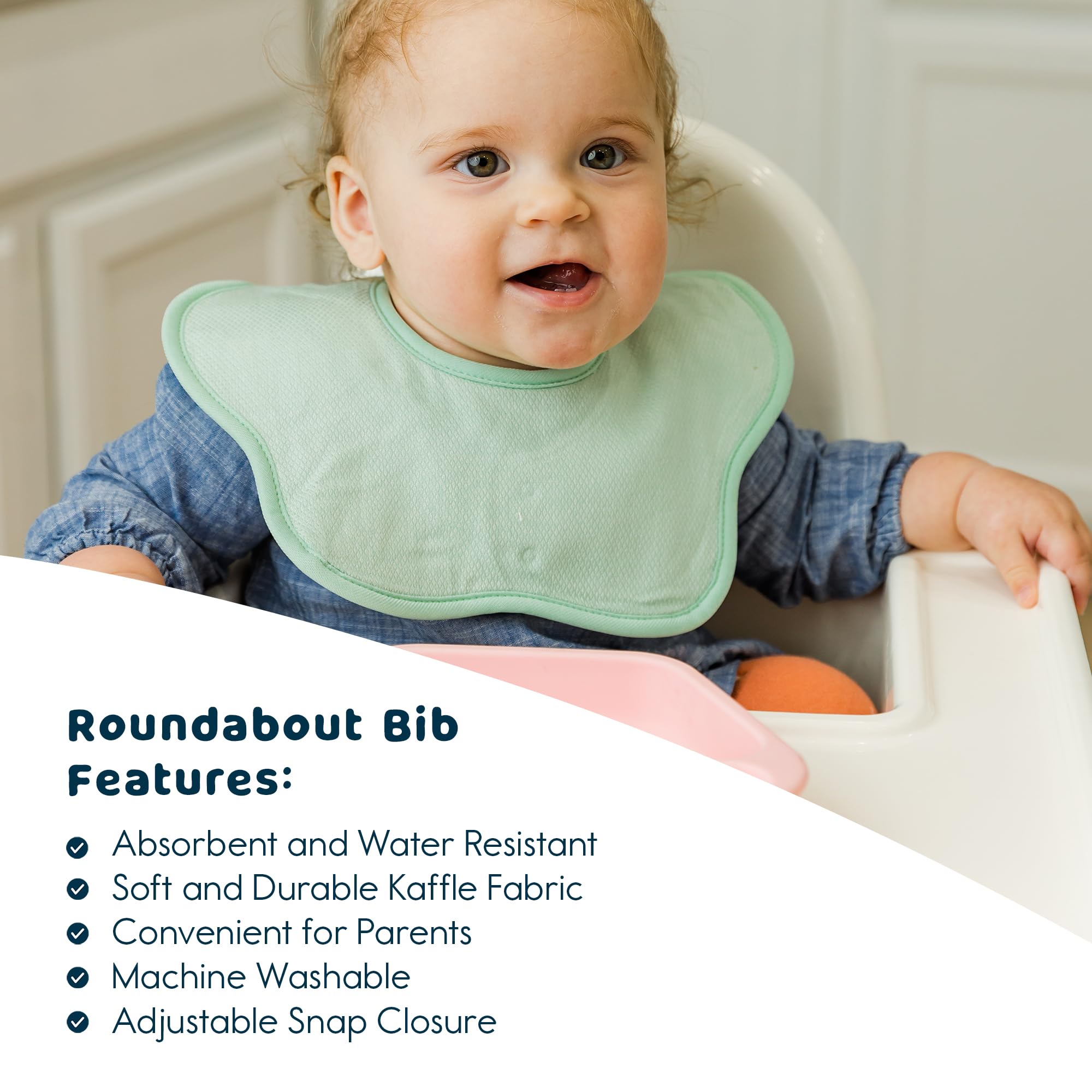 Tiny Twinkle Roundabout Drool Bibs 3 Pack - 360 Rotating Waterproof and Absorbent Teething Baby Bibs (Boy Set Sage 3-Pack)