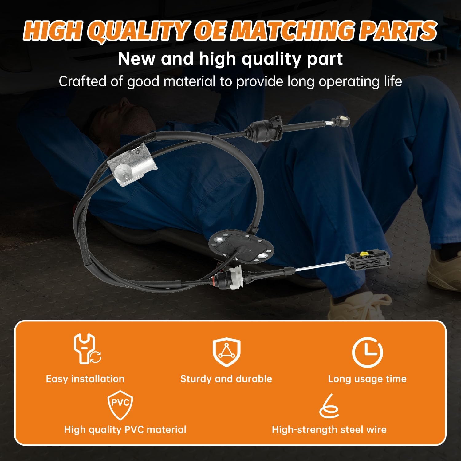 5S4Z-7E395-C Automatic Transmission Shift Cable Compatible with Ford Focus 2005 2006 2007 with 4 Speed Automatic Transmission,Gear Shifter Cable Replaces 5S4Z7E395C 5S4Z-7E395-BB