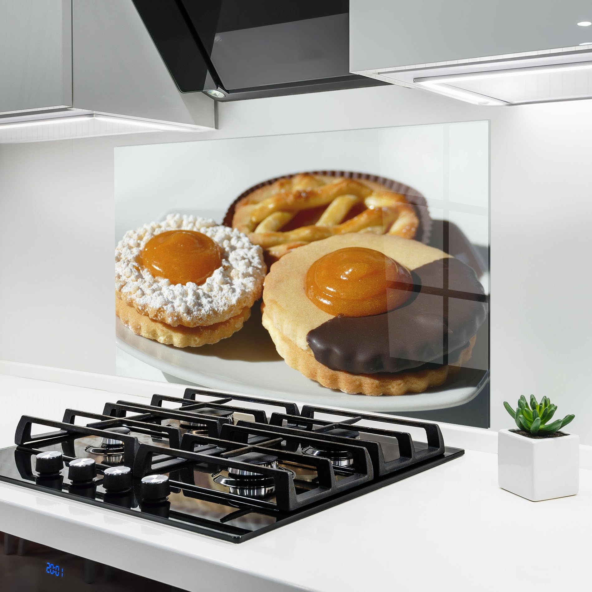 Revêtement mural en verre de cuisine 60x100 cm fond de hotte étanche et résistant