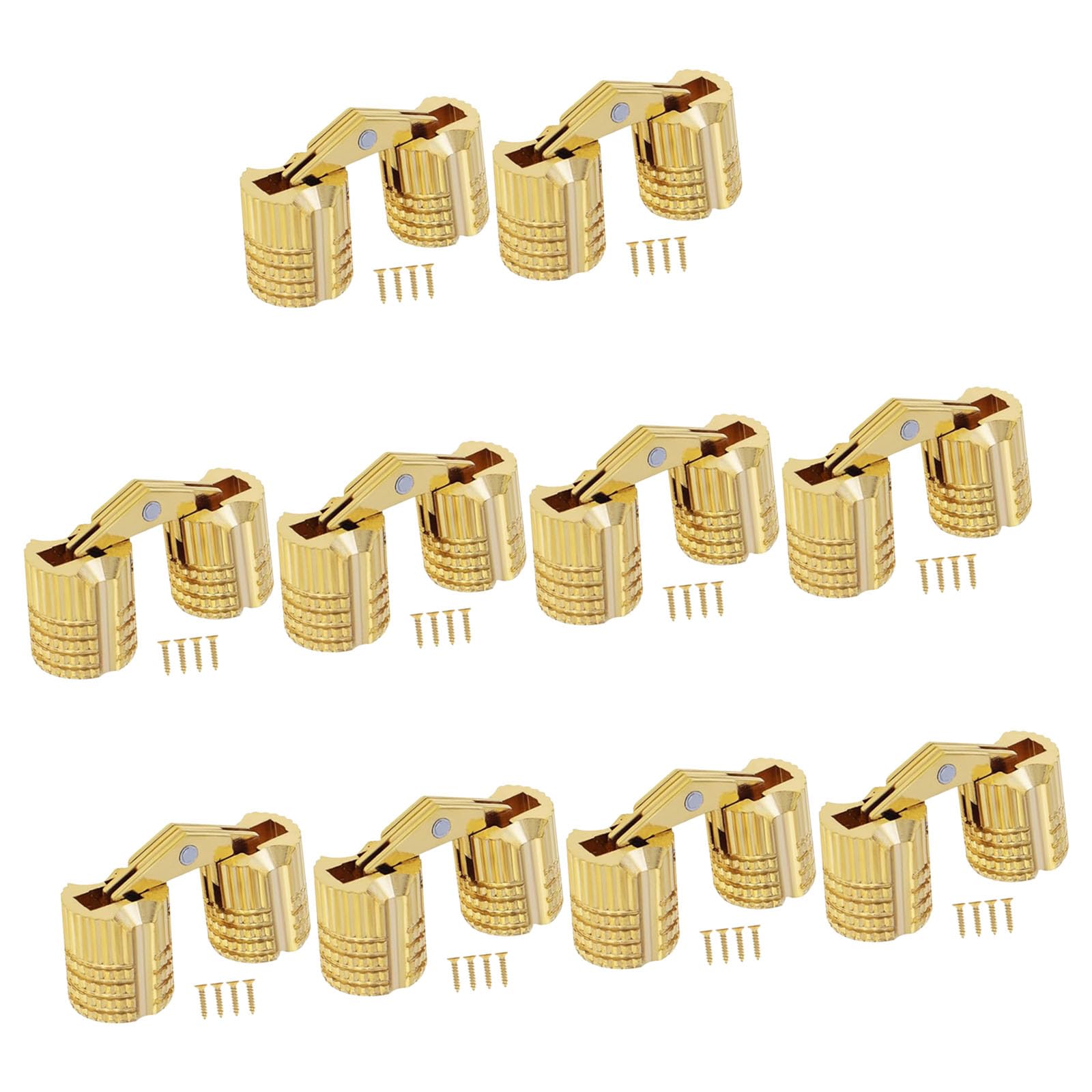 Thatiarry 10P Copper Barrels Hinges Cylindrical Hide Cabinet Concealed Invisible Brasses Hinges Mount For Furniture Hardware Concealed Furniture