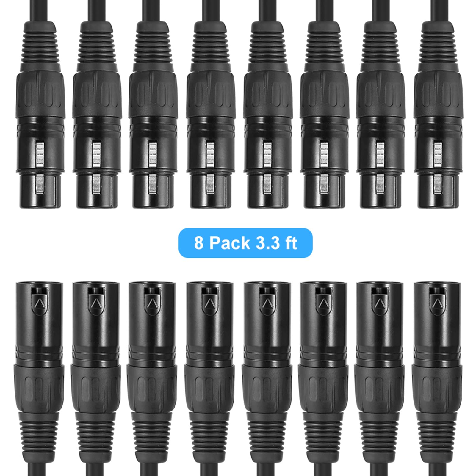 Kabel lvifloae XLR 3,3 stopy, 3-pinowy męski na żeński, 8 szt.