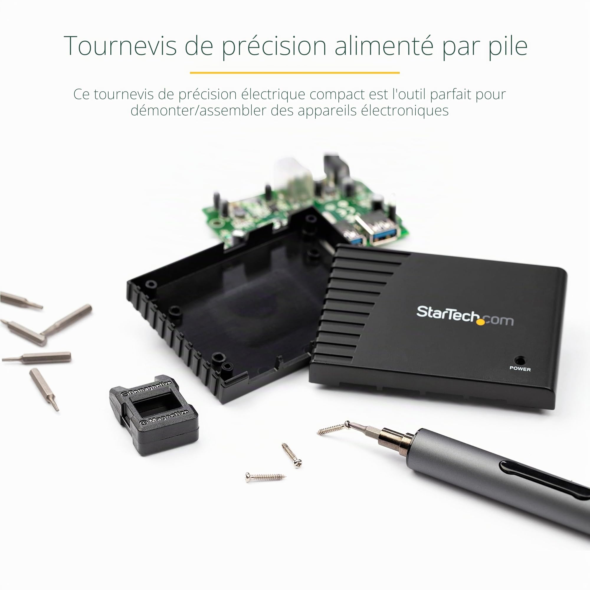 StarTech.com Set Tournevis de Précision Électrique - 55 Embouts - Portable - Alimenté Batterie - Réparation Portable, Ordinateur, Tablette & Smartphone - Tapis Magnétique (CTK55PCEDRIVE) | Tapis de travail magnétique, Sans fil portable à piles, Réparation