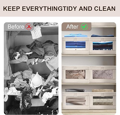 Miniatura 4 de Paquete de 12 organizadores y almacenamiento de lino, cestas de almacenamiento de lino para organización, contenedores organizadores plegables con