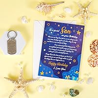 Vista 4 de DPKOW Regalos de cumpleaños modernos para hijo - Juego de llavero y tarjeta de flores y estrellas