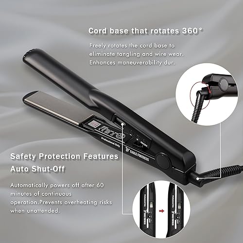 Miniatura 6 de Plancha de pelo profesional, plancha plana de iones negativos de titanio, calentamiento rápido de 30 segundos, pantalla LED de temperatura en tiempo