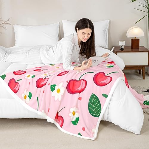 Miniatura 67 de Manfei Pink Flower Throw Blanket Watercolor Floral Leaves Print Fleece Blanket Plants Wildflower Cozy Throws for Bed Couch Sofa,Kids Boys Girls Room