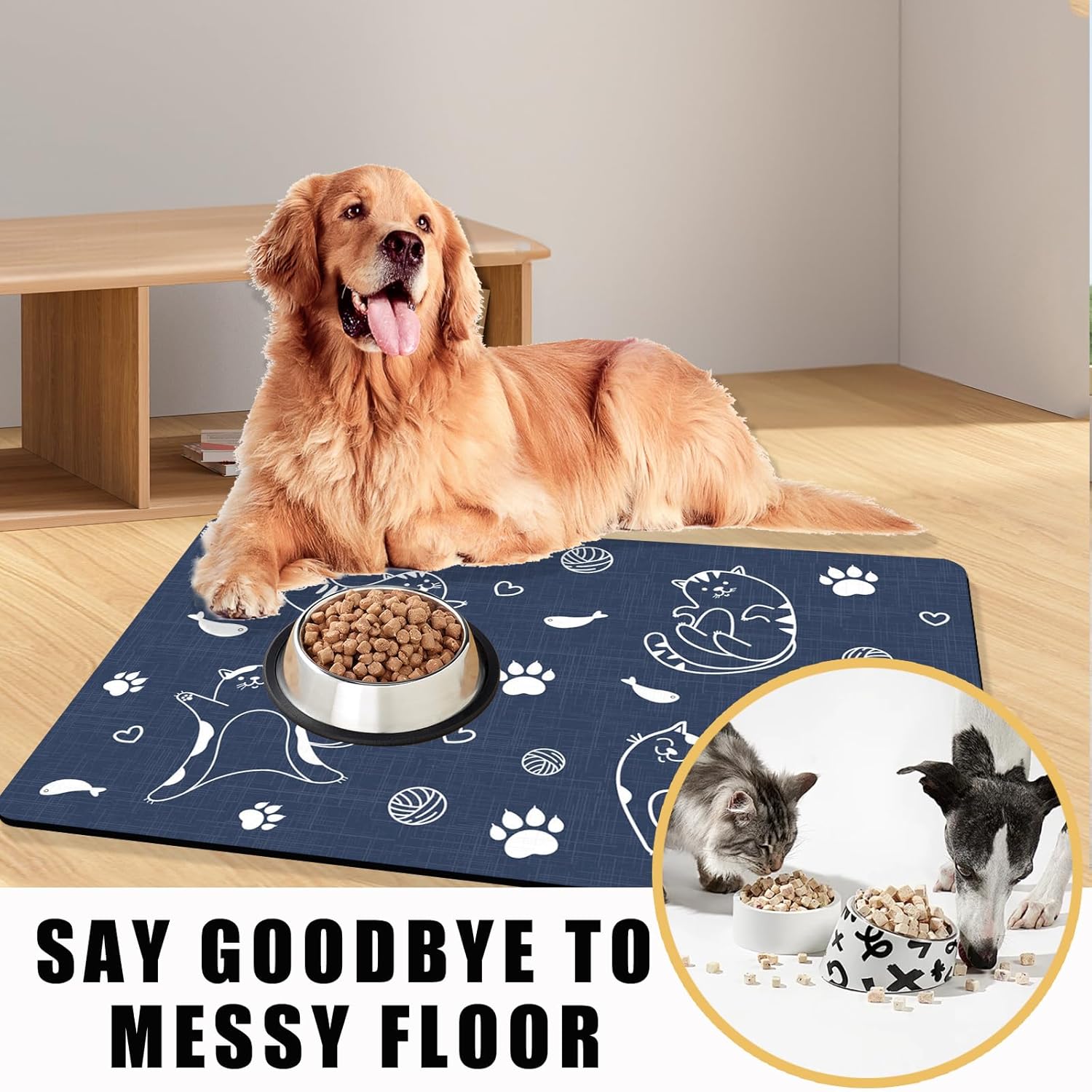 Pet Feeding Mat Absorbent Dog Food Mat No Stains Waterproof Dog Mat for Food and Water, Easy Clean Puppy Supplies Dog Accessories for Messy Drinkers(Blue-44x75 cm) 4 710Rgfk4SSL. AC SL1500