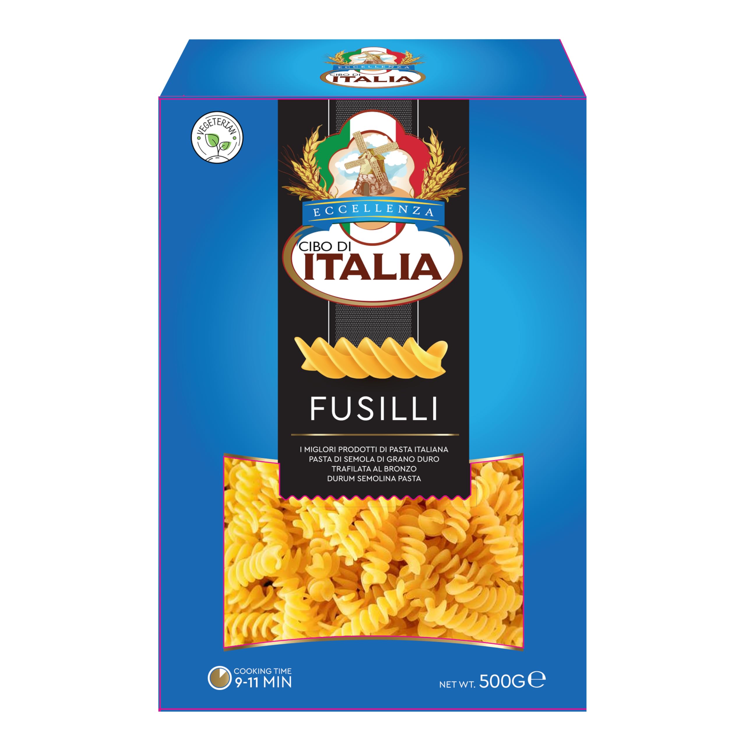 Cibo Di ItaliaPasta Fusilli 500g | Made from 100% High Grade Durum Wheat Semolina | Vegetarian