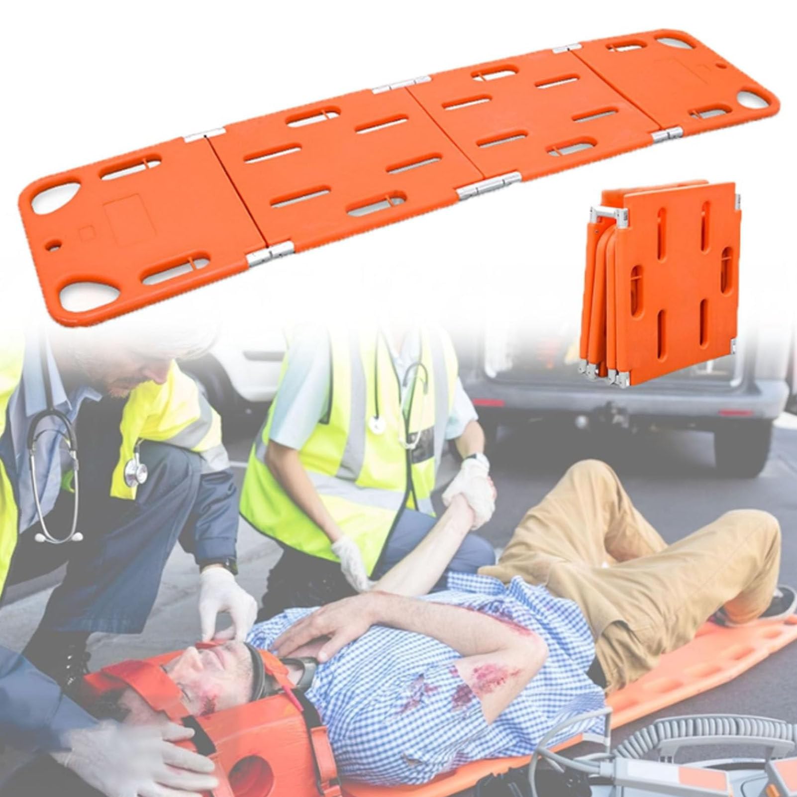 Barella di salvataggio di emergenza, portatile, pieghevole, in plastica, per il trasporto dei pazienti per medici, soccorsi antincendio, ospedali, cliniche, famiglie, campi sportivi
