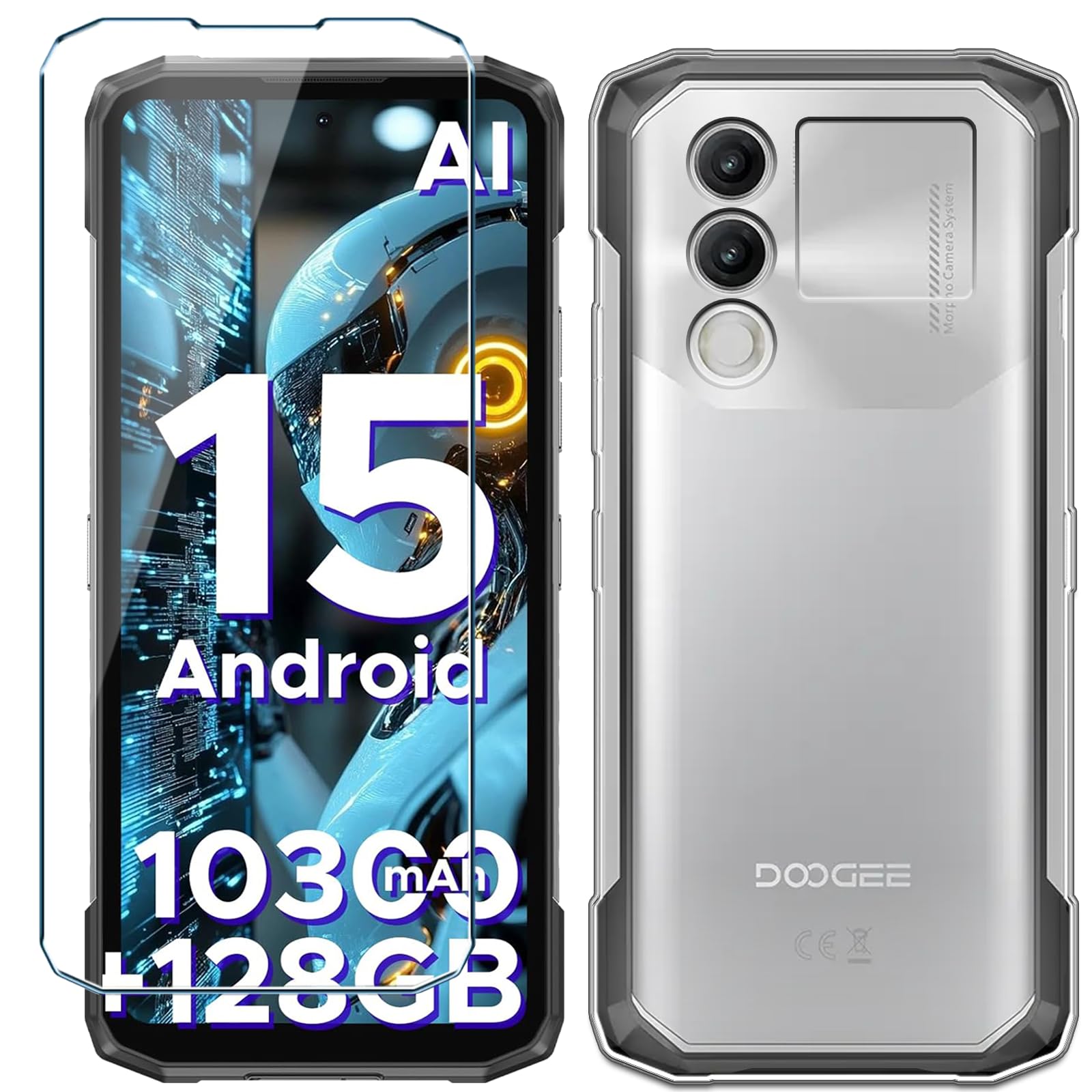 Xiangyun Hoesje Voor Doogee Blade 20 Play – Met Gratis Gehard Glas – Zacht TPU-siliconen In Zwart – 6.6 Inch