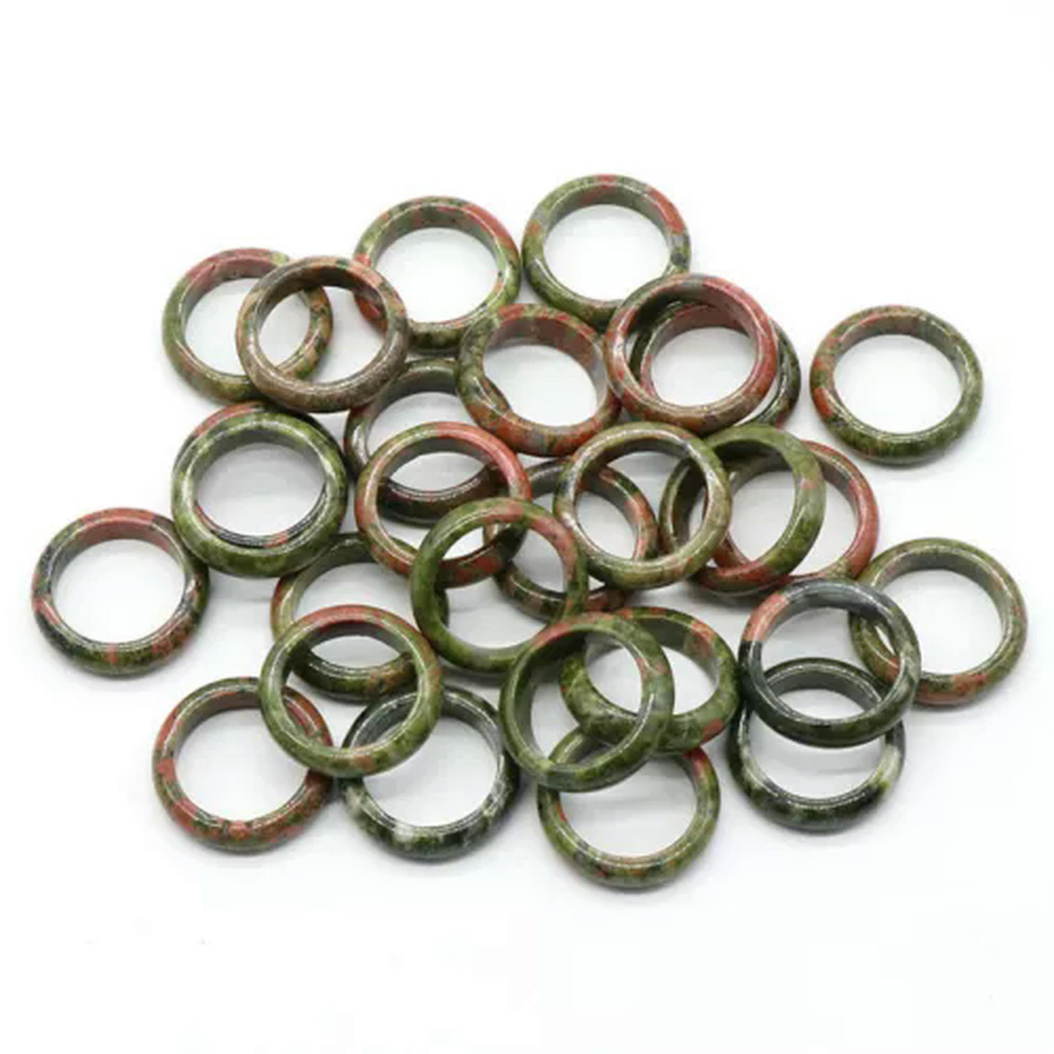 Anillos de joyería de piedra unakita natural en lotes de gemas para revendedores